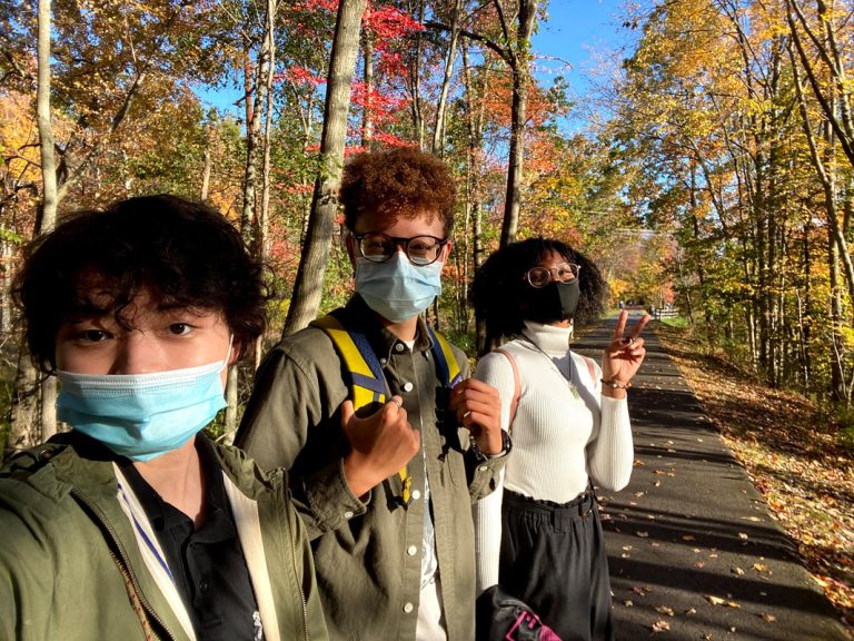 Spencer, Neviah, and myself on the rail trail at Amherst on a beautiful October day