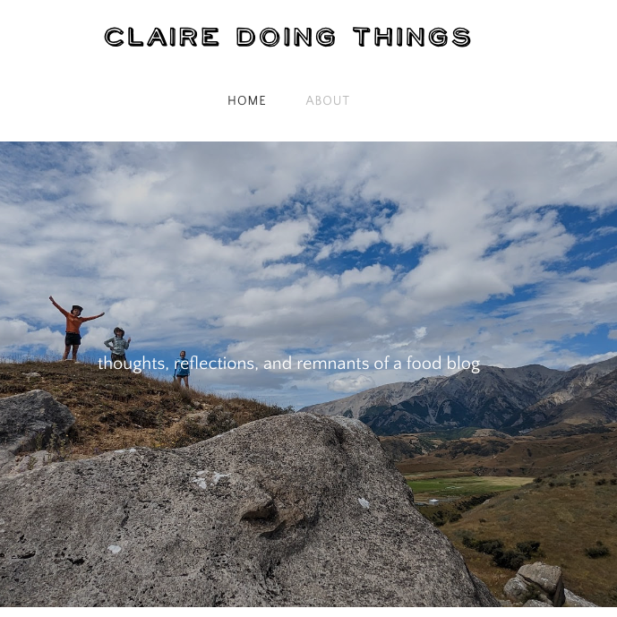 A screenshot of the Claire Doing Things website