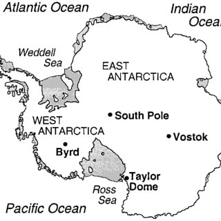 Map of Antarctica with Taylor Dome labelled, from Steig et al. 1998
