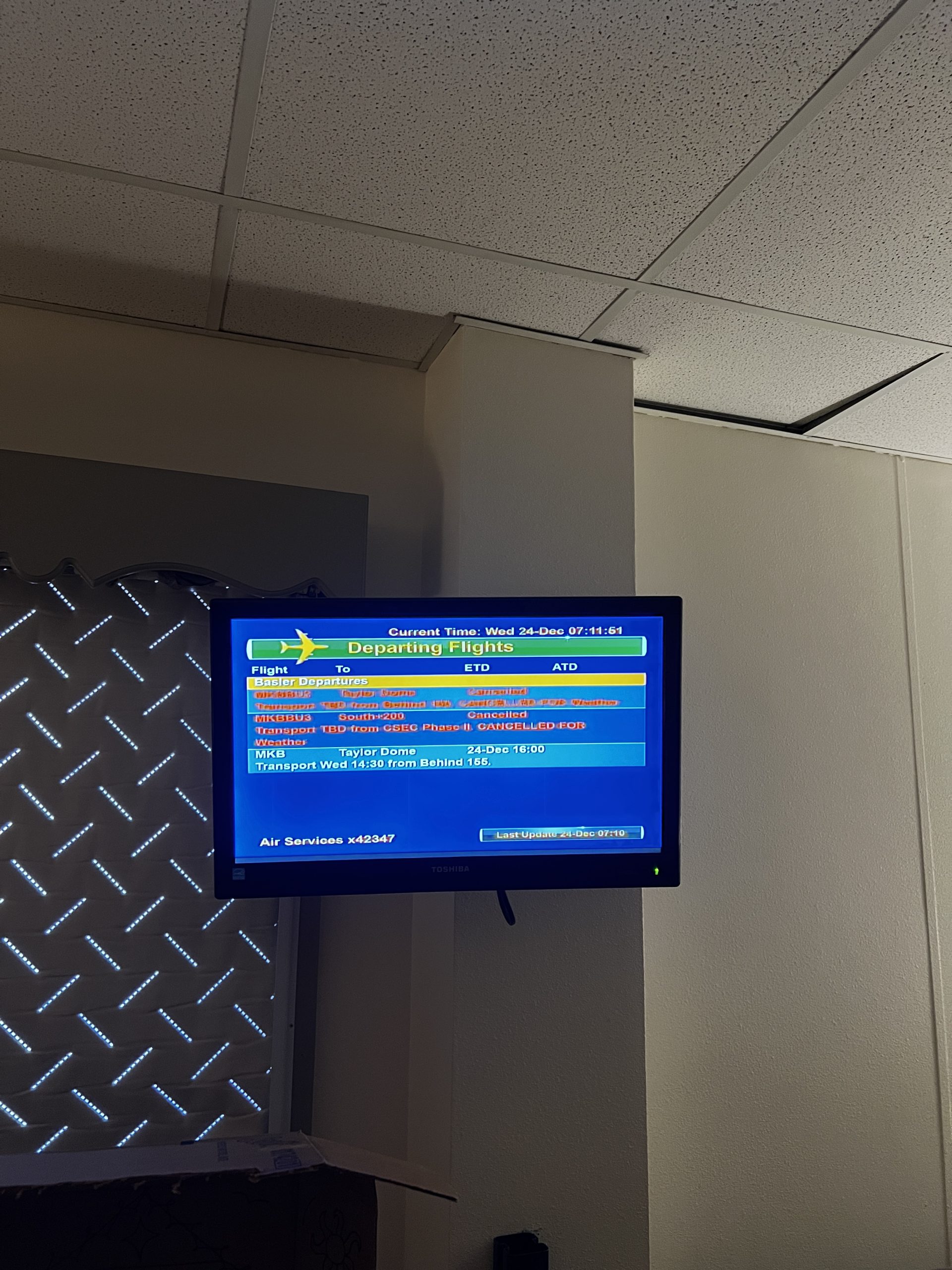 Cancelled again this morning