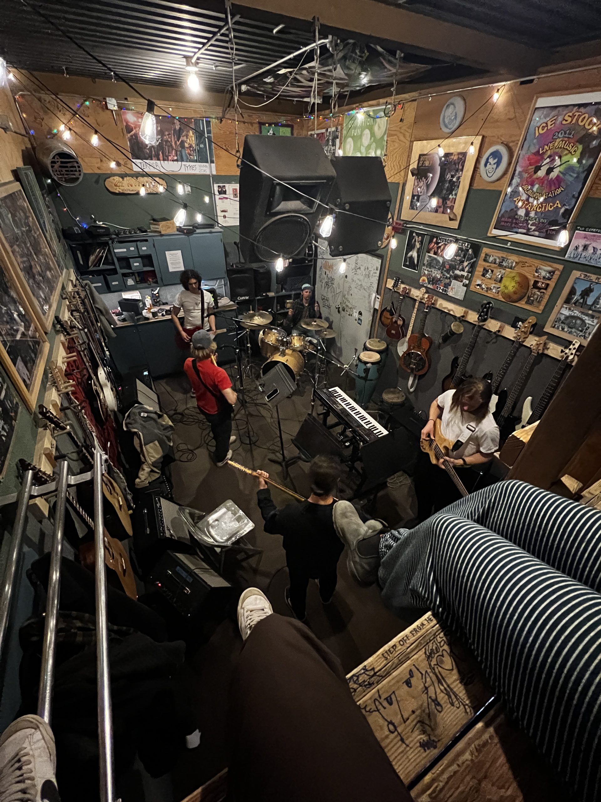 Watching from the loft in the band room