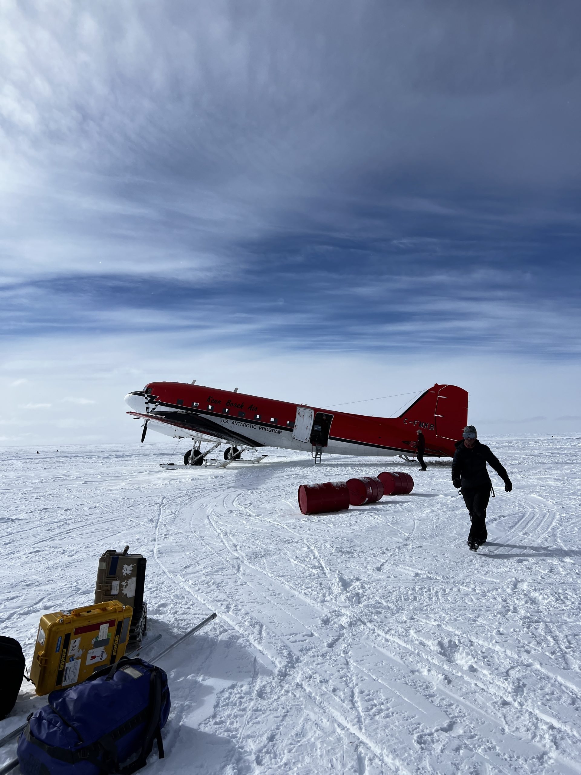 Unloading the Basler at Taylor Dome
