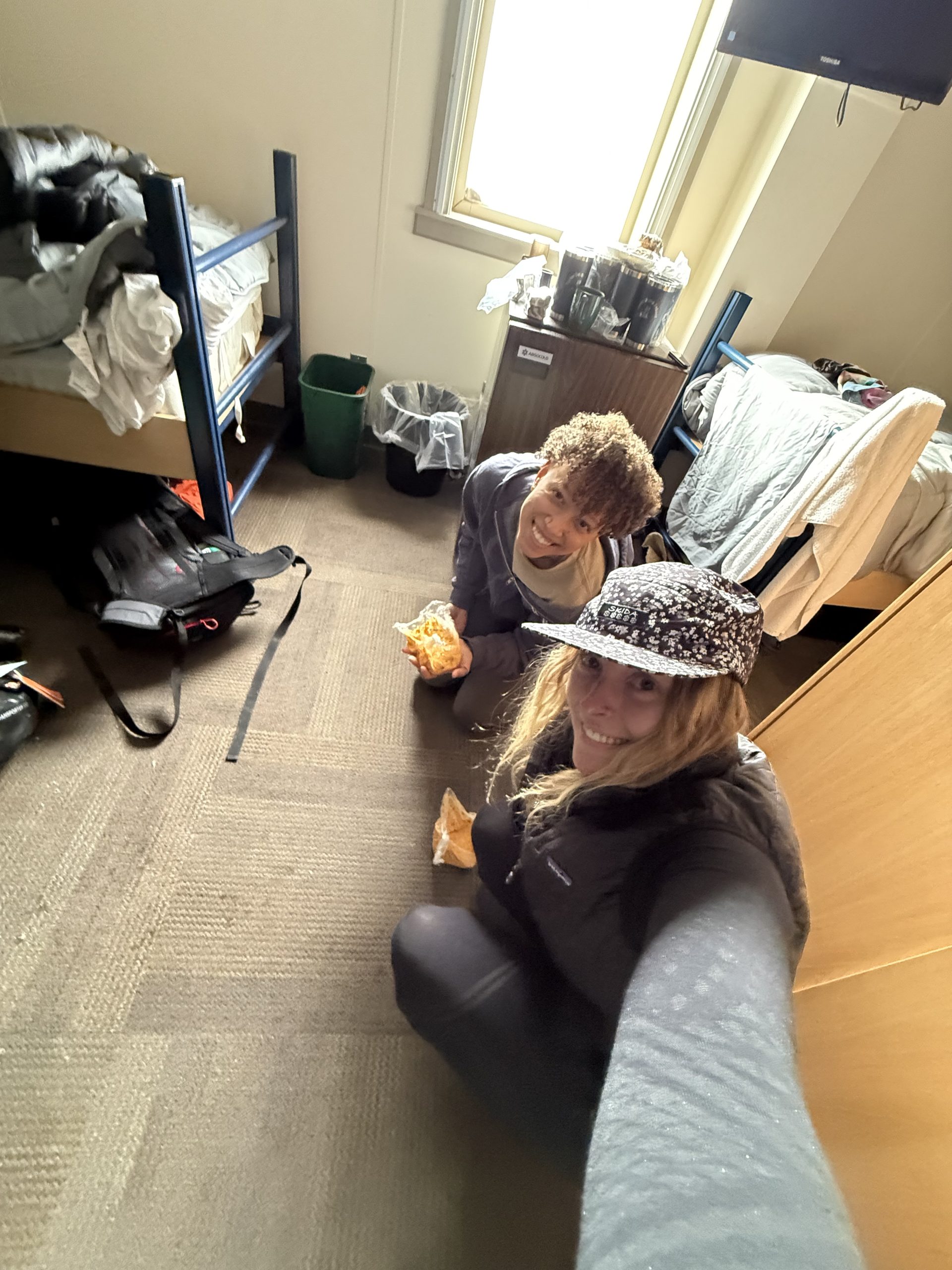 Dylen and I eating pumpkin mousse...