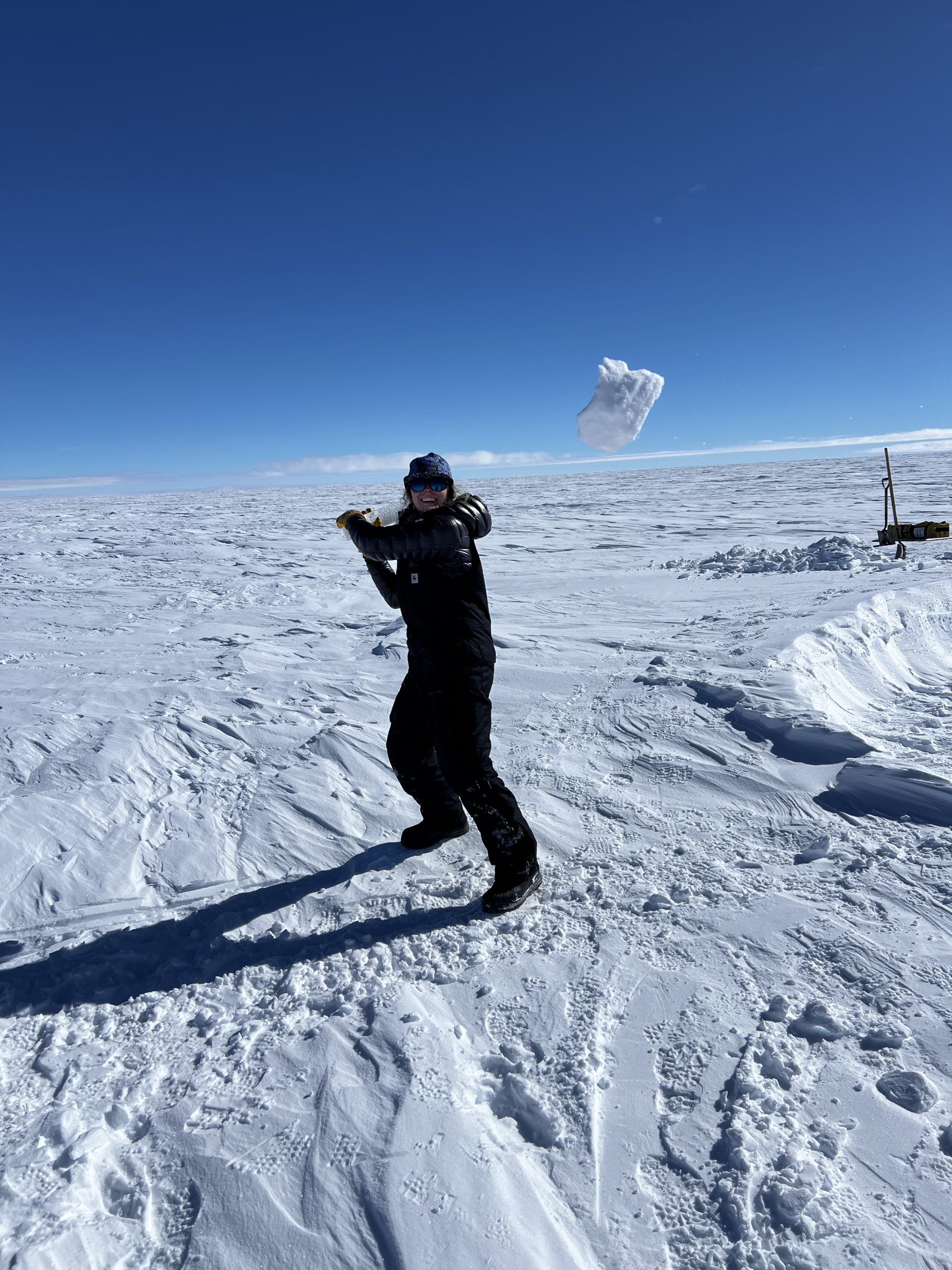 Dylen playing baseball with a core