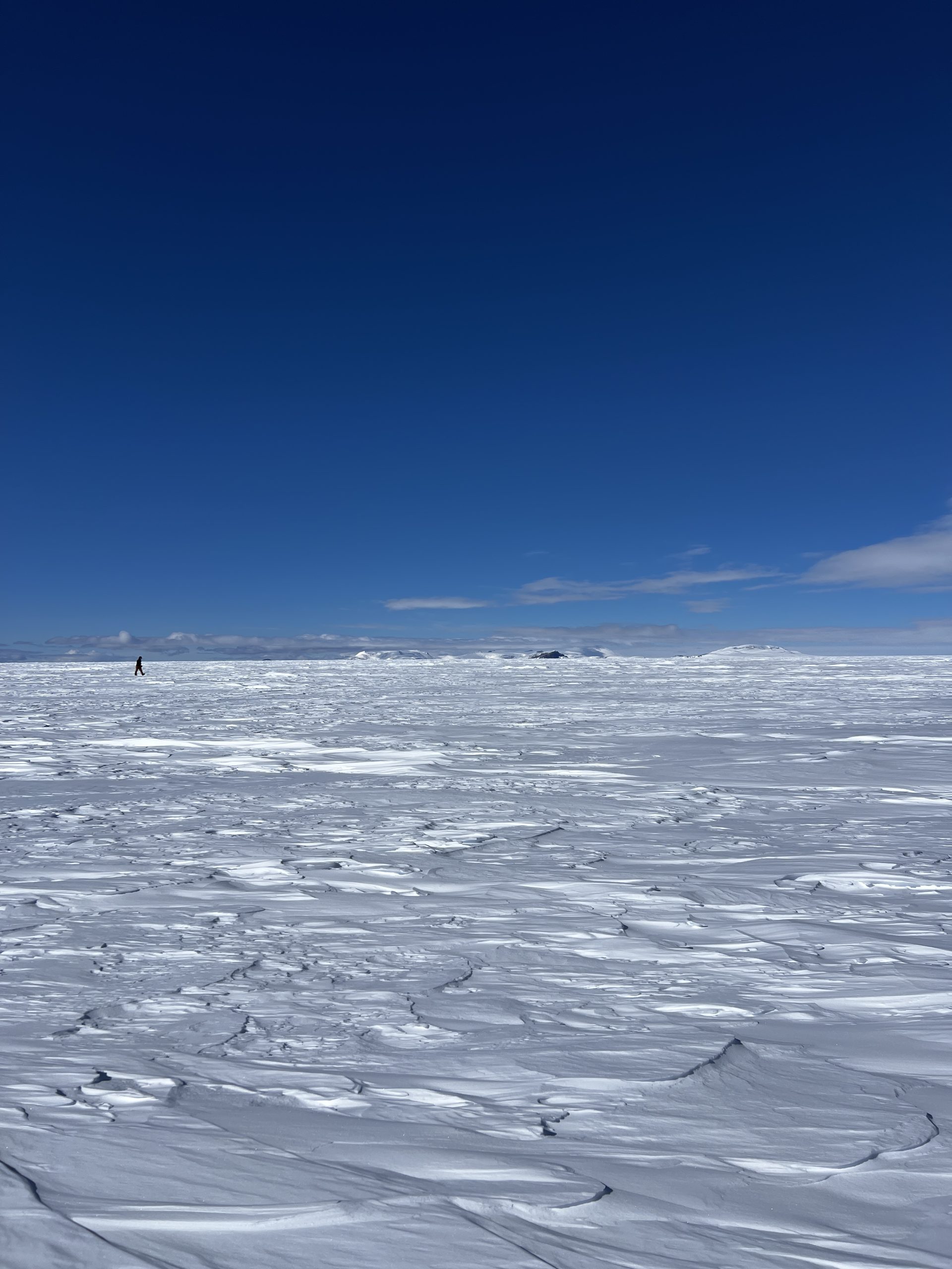 Ellen walking to warm up during an ApRES acquisition