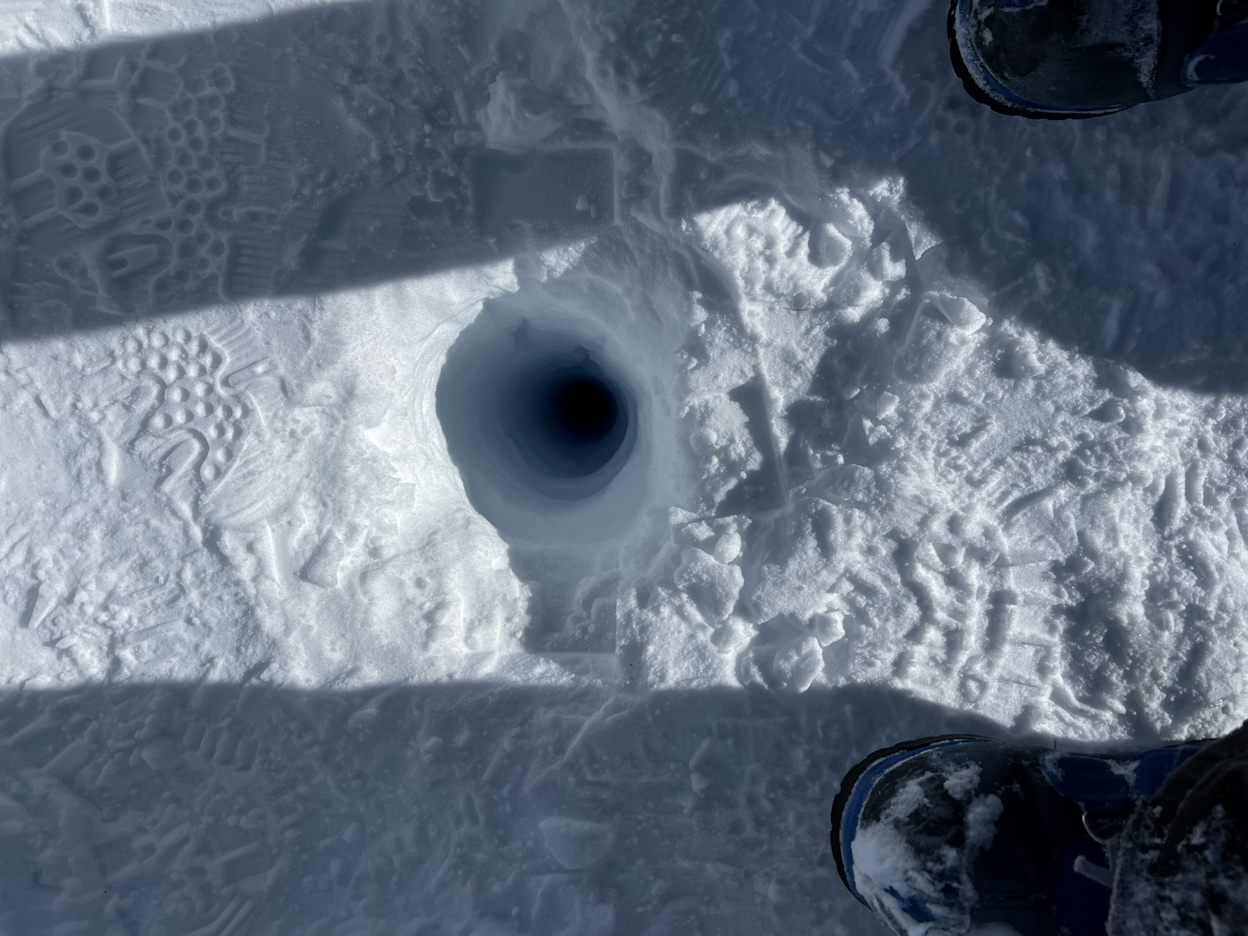 Looking into the borehole that Ilyse and Dylen hand augered