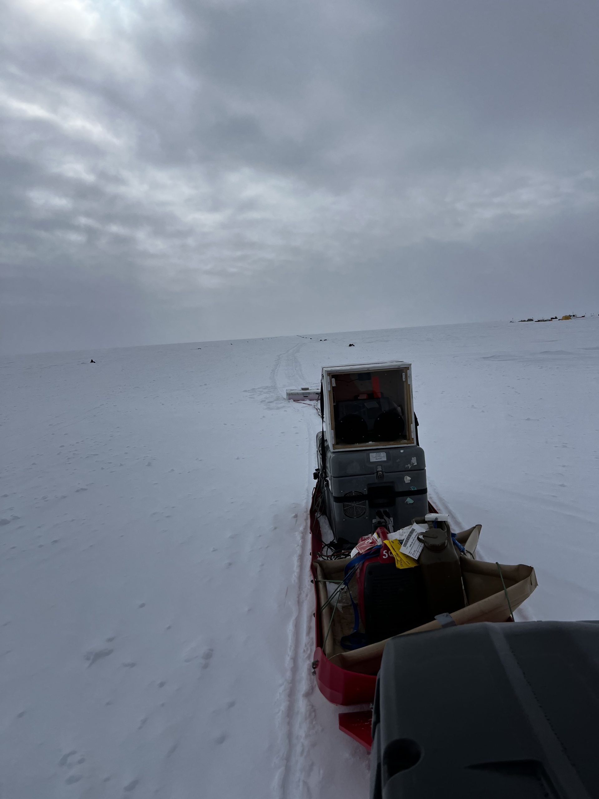 The view of the EAGER from the back of the Ski-Doo