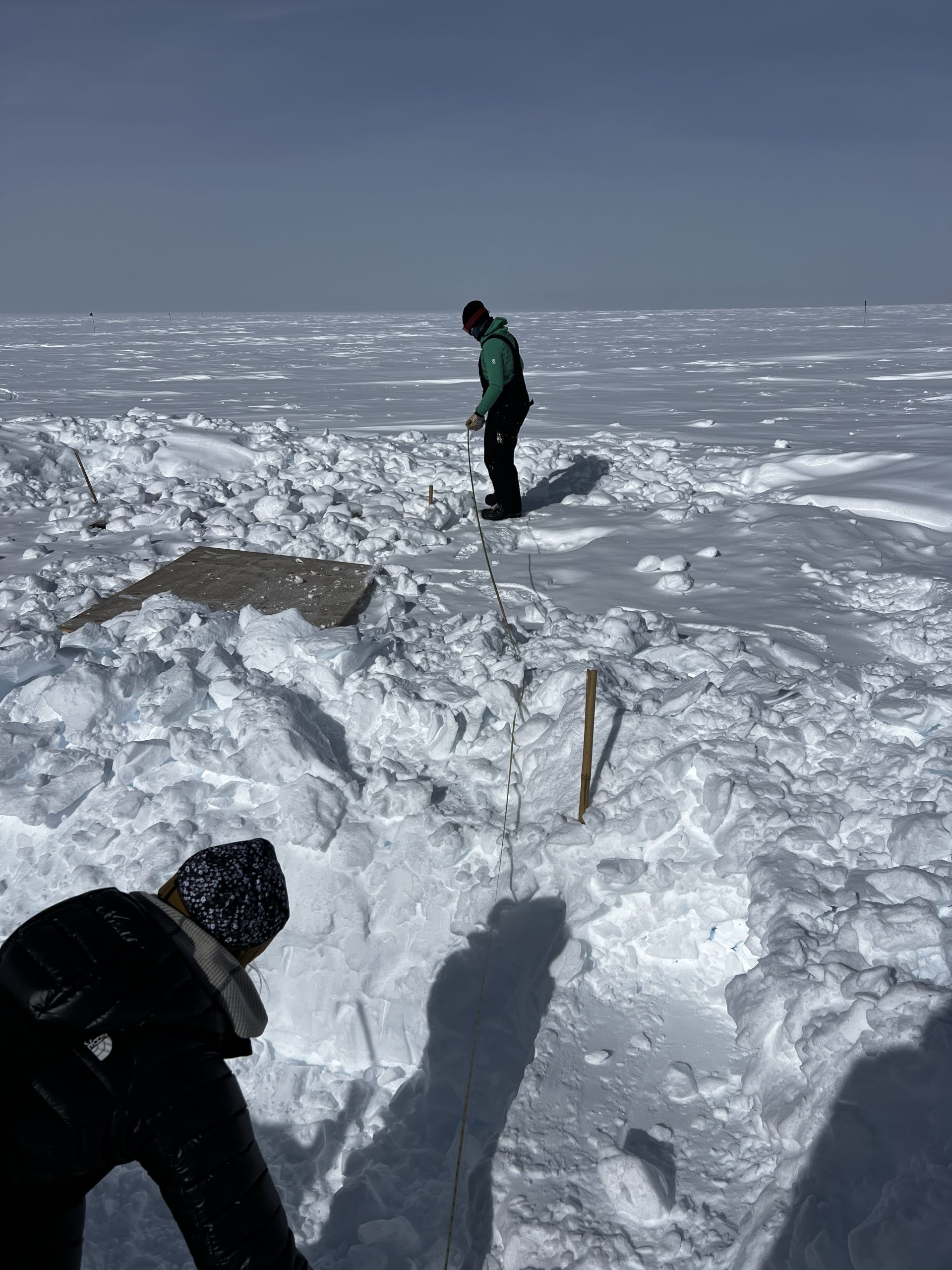 Measuring the (now partially backfilled) battery coffin