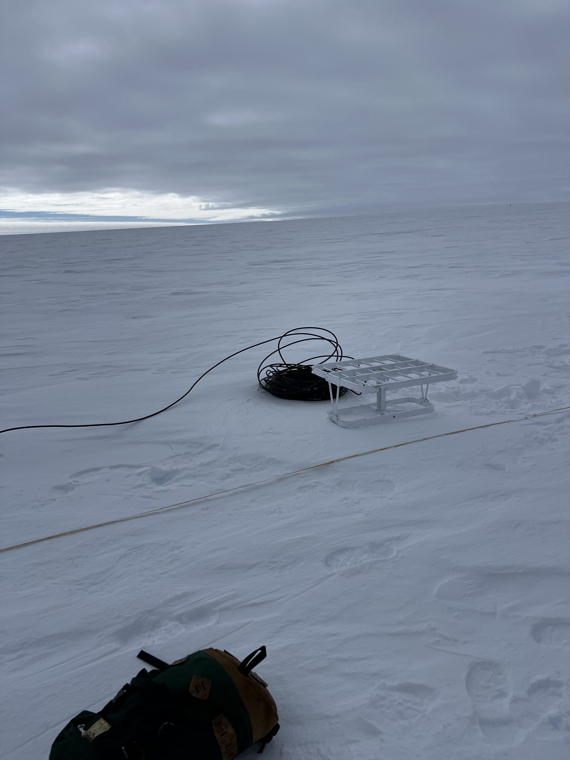 My antenna and the cable I have accumulated from stepping in 2 m, ~halfway through the survey