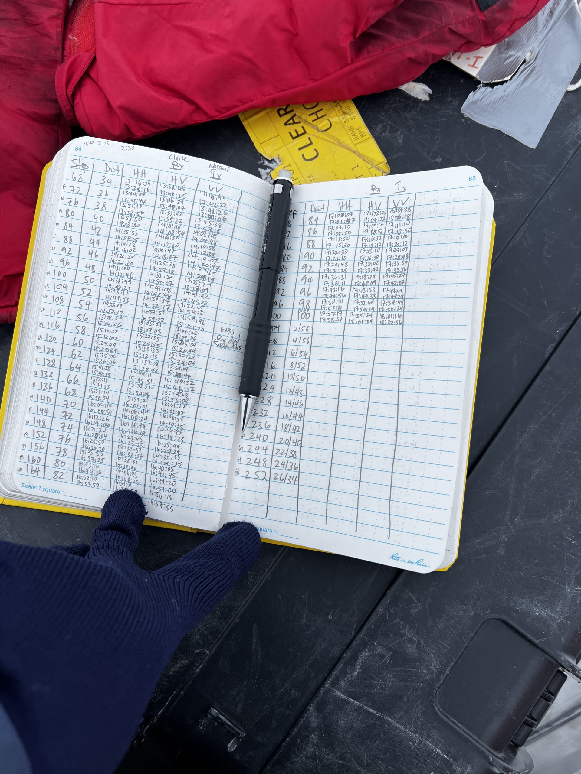 Ellen's notebook at the end of the day - not done yet!