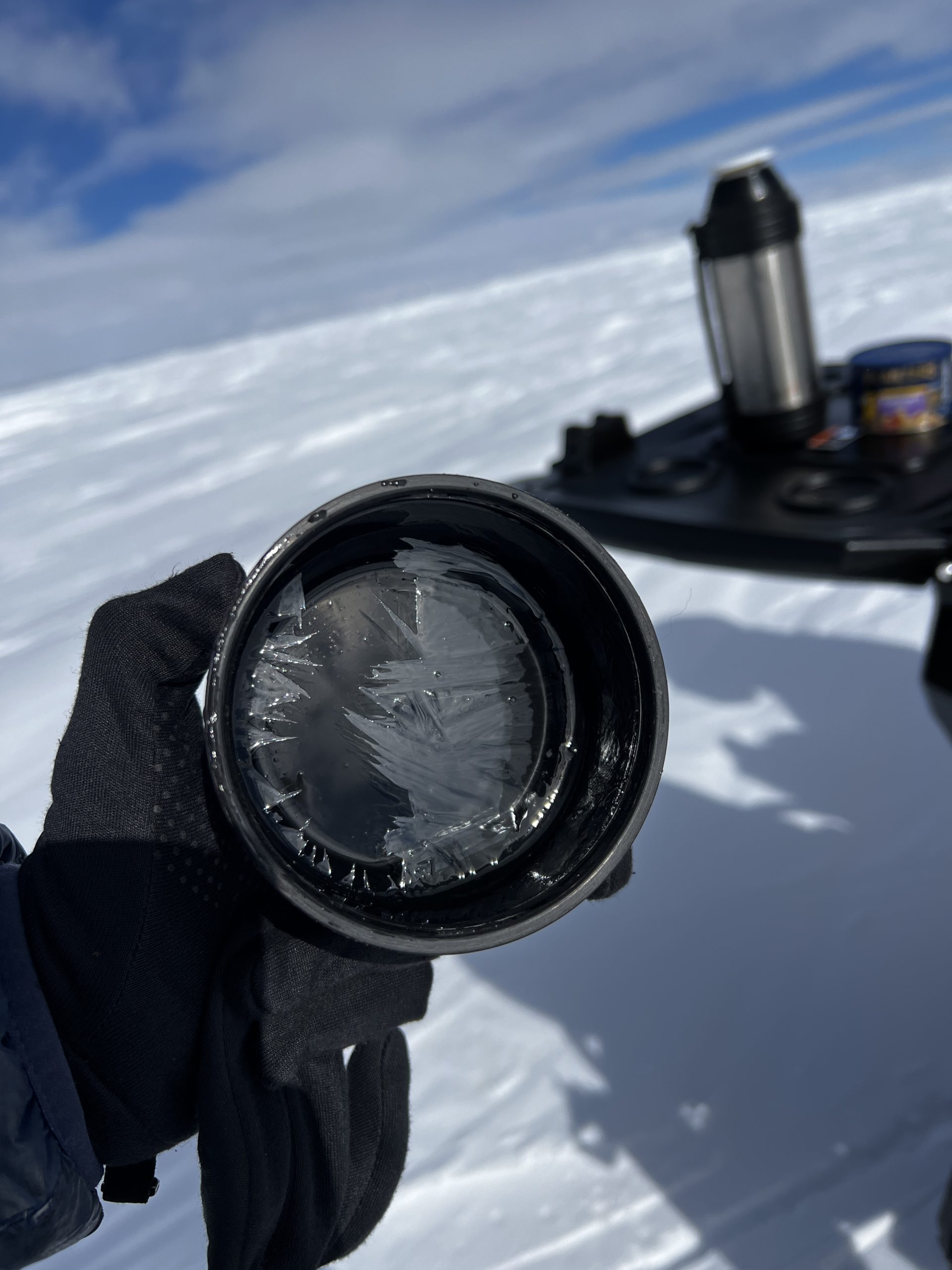 My frozen thermos lid after I let my hot tea sit for ~10 minutes