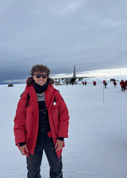 Me, disoriented, after a 7-hour flight as military cargo