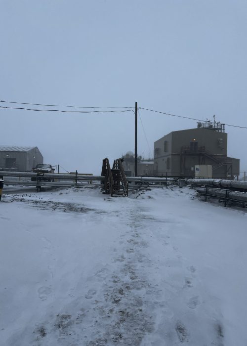Blowing snow on the walk to Crary