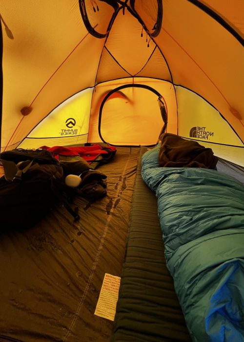 My setup in my mountain tent