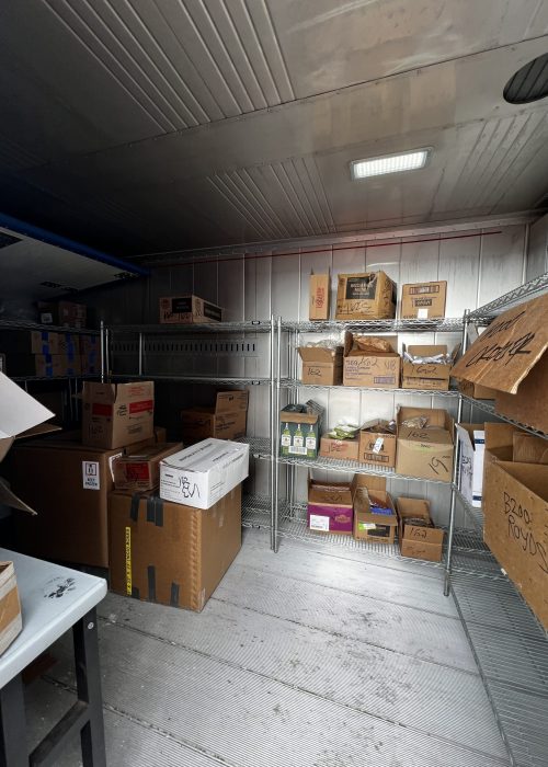 Our frozen food allotment in the freezer - to be repacked for shipping