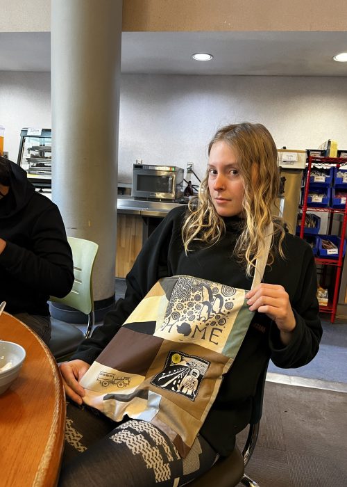 Dylen's new bag from the craft fair