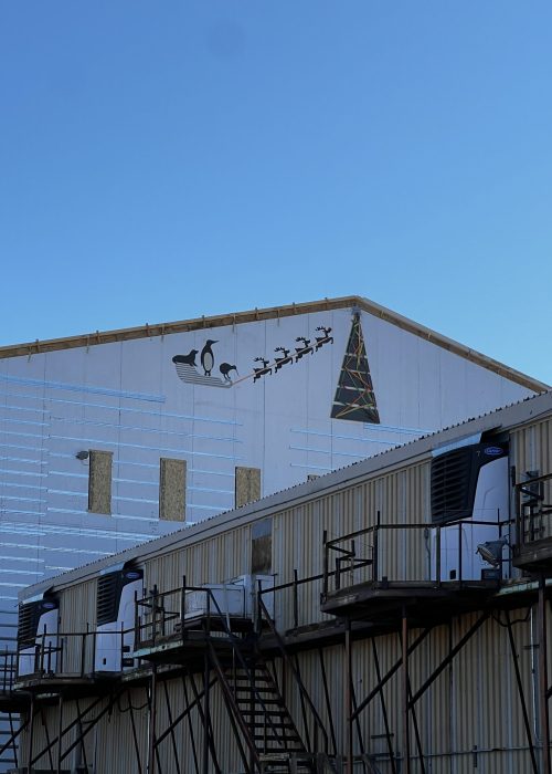 Christmas art on the new building!