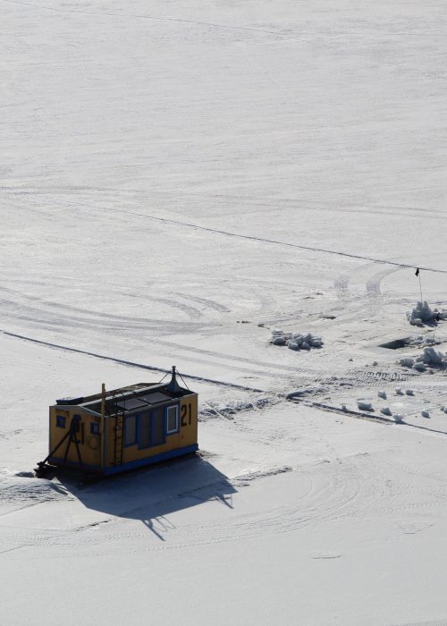 A fishing hut on the sea ice