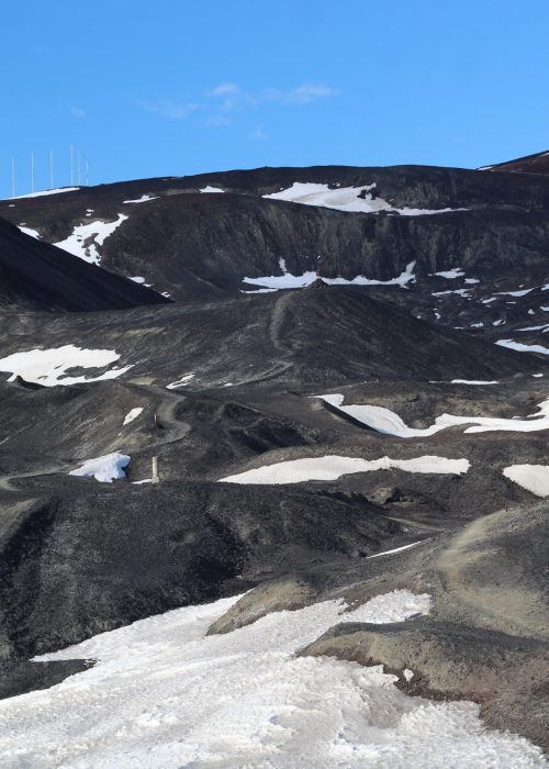 The trail back to town, made of volcanic material